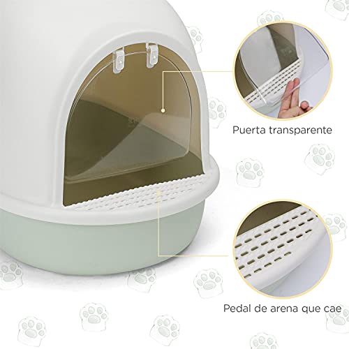 Nobleza Aseo Cerrado para Gato,Caja de Arena para Gatos Grande,Bandejas Gato Extraible y Pala incluida,63 x 46 x 42.5 cm,Verde