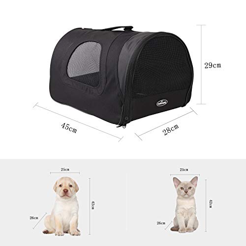 Nobleza - Bolso Transportín de Viaje Plegable para Perros y Gatos, Tela Oxford, Color Negro, Talla L, (45 * 28 * 29) cm