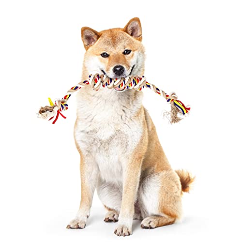 Nobleza - Cuerda de Juguete para Perros 100% Algodón Natural, Mantiene Las Encías Saludables, beneficiosa para la Salud Mental del Perro, Calidad Duradera Apto para Todo Tipo Perros - 43cm/16.9in