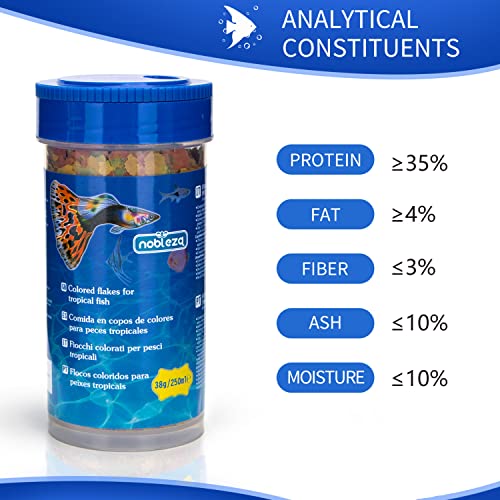 Nobleza - Las hojuelas de Pescado Tropical Son ricas en nutrientes y Tienen fórmulas efectivas Que promueven el Crecimiento, la Salud, la longevidad y Aumentan el Tono de la Piel 250ml