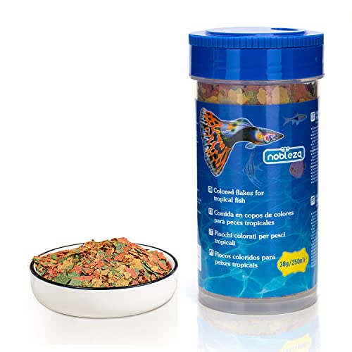 Nobleza - Las hojuelas de Pescado Tropical Son ricas en nutrientes y Tienen fórmulas efectivas Que promueven el Crecimiento, la Salud, la longevidad y Aumentan el Tono de la Piel 250ml