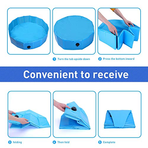 Nobleza Piscina Perros Bañera Plegable para Mascotas Piscina Resistente y Estable PVC Antideslizante Adecuado para Interior Exterior al Aire Azul 80 * 20cm