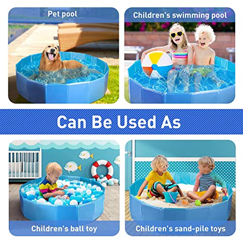 Nobleza Piscina Perros Bañera Plegable para Mascotas Piscina Resistente y Estable PVC Antideslizante Adecuado para Interior Exterior al Aire Azul 80 * 20cm