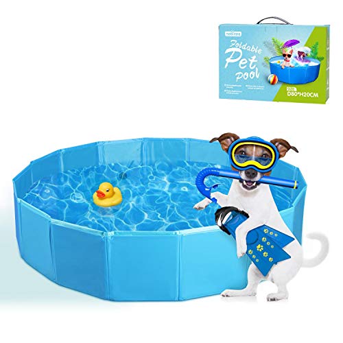 Nobleza Piscina Perros Bañera Plegable para Mascotas Piscina Resistente y Estable PVC Antideslizante Adecuado para Interior Exterior al Aire Azul 80 * 20cm