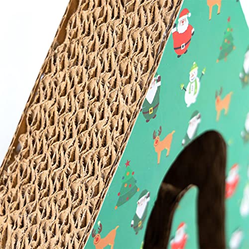 Nobleza Rascador para Gatos con Hierba Gatera,Cat arañazos cartón con Bola de Campana,Cartón Rascador de Gatos,Forma de árbol de Navidad,34 * 38.5 * 5.5cm
