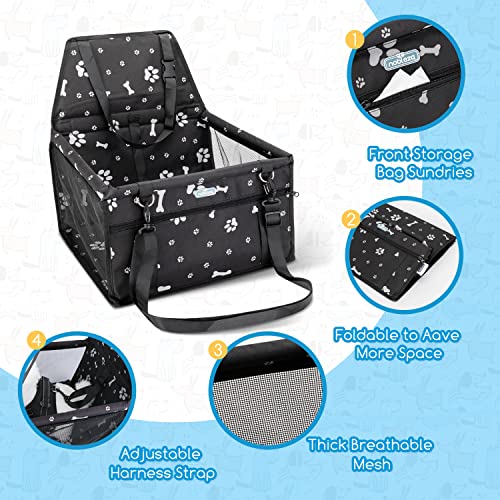 Nobleza - Refuerzo de Coche para Perros, Asiento del Coche de Seguridad para Mascotas Perro Gato Plegable Lavable Viaje Bolsas y Otra Mascota Pequeña con Cremallera Bolsillo, 40 * 34 * 25 cm, Negro