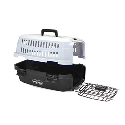 Nobleza - Transportin Gato Perro Pequeño, Transportin para Gatos Perro Portátil y Transpirable, Mascotas Perros Gatos Accesorios, Transportín de Plástico, 47x31x26 CM, Negro & Gris