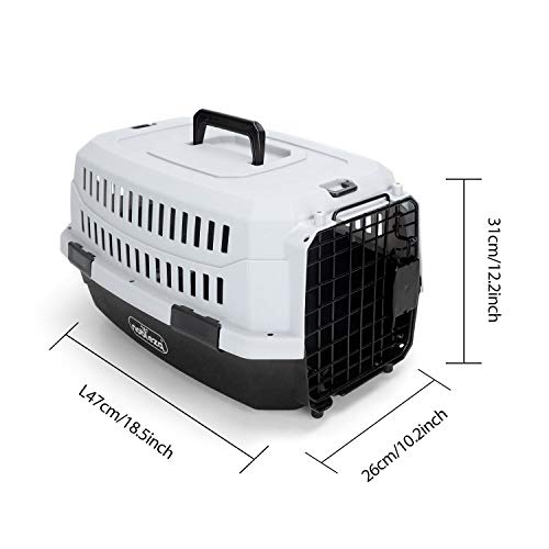 Nobleza - Transportin Gato Perro Pequeño, Transportin para Gatos Perro Portátil y Transpirable, Mascotas Perros Gatos Accesorios, Transportín de Plástico, 47x31x26 CM, Negro & Gris