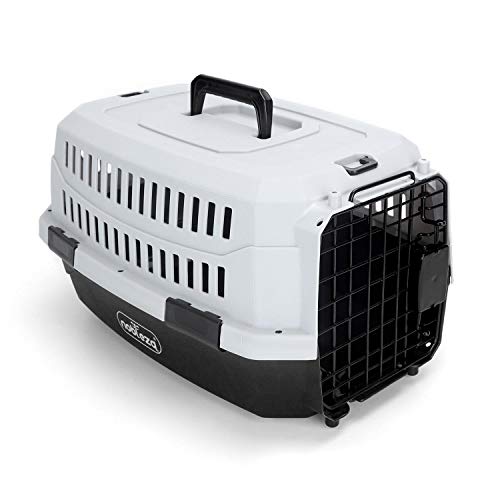 Nobleza - Transportin Gato Perro Pequeño, Transportin para Gatos Perro Portátil y Transpirable, Mascotas Perros Gatos Accesorios, Transportín de Plástico, 47x31x26 CM, Negro & Gris