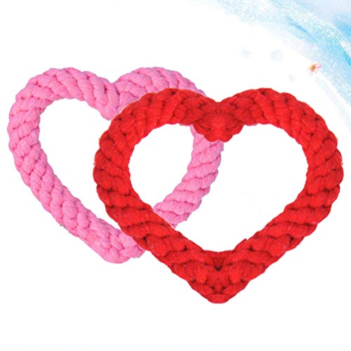 NOLITOY 2 Pares Masticar Masticar Juguete Romántico Corazón en Forma de Perro Chirillo Juguete de Algodón Perro Masticar Juguete Mascota Jugando Juguete Mascotas Suministros para Mascotas