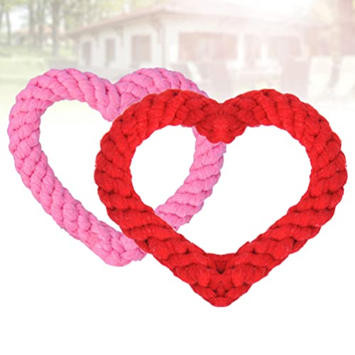 NOLITOY 2 Pares Masticar Masticar Juguete Romántico Corazón en Forma de Perro Chirillo Juguete de Algodón Perro Masticar Juguete Mascota Jugando Juguete Mascotas Suministros para Mascotas