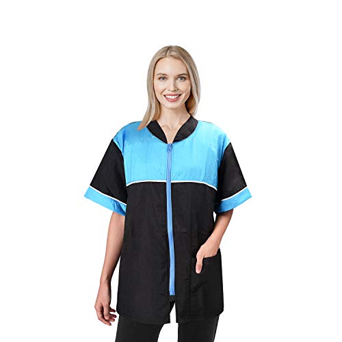Noverlife Chaqueta de Aseo para Mascotas con Cremallera, tamaño Mediano, Ligera, Repelente de Pelo, Estilo Camisa, Bata de Peluquero para Perros, Gatos, baño para Mascotas