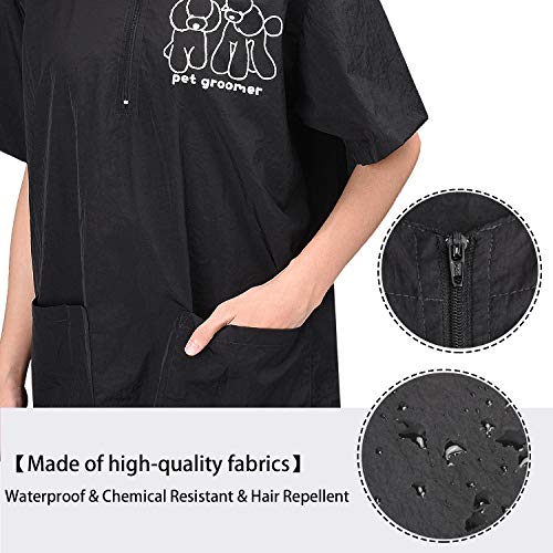 Noverlife Ropa de trabajo de manga corta para mascotas con 2 bolsillos, tamaño mediano, antiestático, impermeable, para mascotas, ropa de trabajo, cosmetólogos, para mascotas, hombres, mujeres