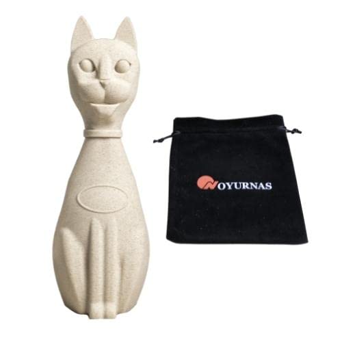 NOYURNAS Urna de Cenizas Funerarias Gato, Monumento al Gato, Urnas de Cremación Gatos, Urnas para Cenizas recuerdo a sus Mascotas + Regalo Bolsa Cenizas