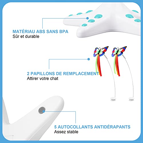 NPET, Juguete para gato interactivo para gatos de interior, juguete electrónico automático para gatos, juguete para gato, mariposa giratoria de 360 grados con interruptor de sensor, azul