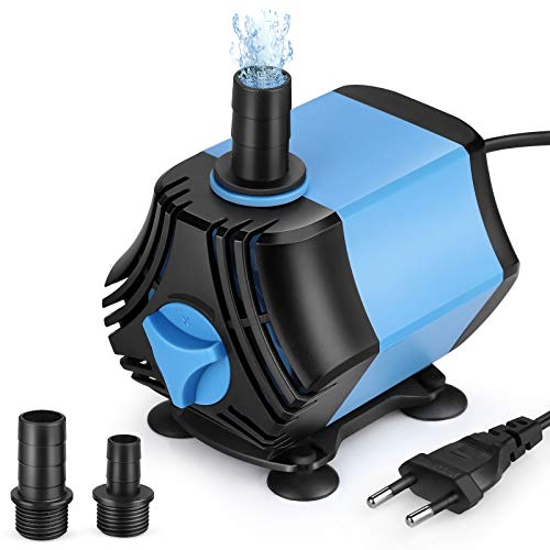 Nuevo, Zacro Bomba Sumergible Bomba de Agua 2000L / H, Bomba de Agua Ultra Silencioso de 40W con 4 Ventosas y 3 Boquillas (13/16/19 mm) para Acuario, Pecera, Jardín, Estanque, Fuentes