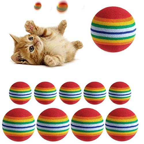 nuluxi Arcoiris Gatos Juguetes Pelotas Pelota de Masticación para Gatos Interactivo EVA Pelotas Juguete para Animales Gatos Mascotas Pelota de Espuma Juego Interactivo Juguetes para Gatito y Cachorro