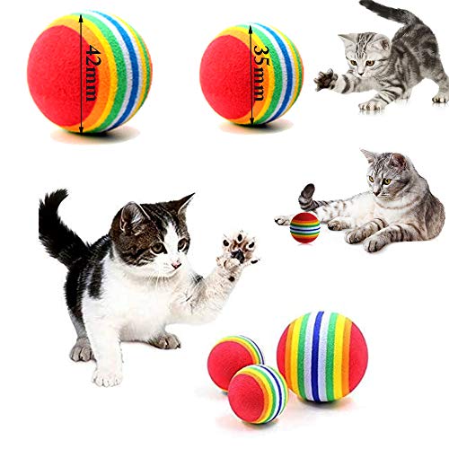 nuluxi Arcoiris Gatos Juguetes Pelotas Pelota de Masticación para Gatos Interactivo EVA Pelotas Juguete para Animales Gatos Mascotas Pelota de Espuma Juego Interactivo Juguetes para Gatito y Cachorro