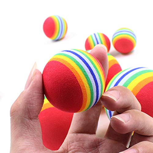 nuluxi Arcoiris Gatos Juguetes Pelotas Pelota de Masticación para Gatos Interactivo EVA Pelotas Juguete para Animales Gatos Mascotas Pelota de Espuma Juego Interactivo Juguetes para Gatito y Cachorro