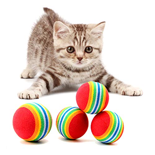 nuluxi Arcoiris Gatos Juguetes Pelotas Pelota de Masticación para Gatos Interactivo EVA Pelotas Juguete para Animales Gatos Mascotas Pelota de Espuma Juego Interactivo Juguetes para Gatito y Cachorro