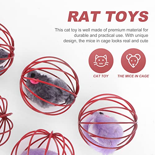 NUOBESTY 10Pcs Gato Bola de Juguete con Ratones de Peluche Juguetes Gatito Juguete Peludo Ratones Piel Interactiva Juego Juguete de Ratón para Gato