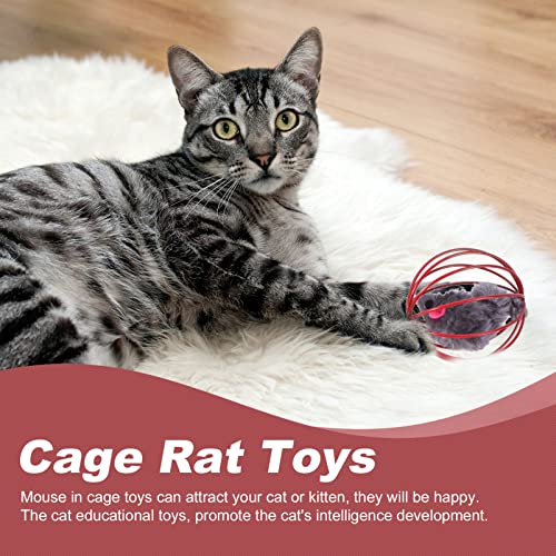 NUOBESTY 10Pcs Gato Bola de Juguete con Ratones de Peluche Juguetes Gatito Juguete Peludo Ratones Piel Interactiva Juego Juguete de Ratón para Gato