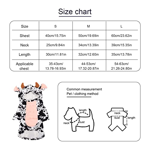 NUOBESTY Leche Cow Dog Disfraz Warm Dog Hoodie Cat Apparel Pet Party Outfits Pet Cosplay Suministros para Perros Tamaño de Gato S
