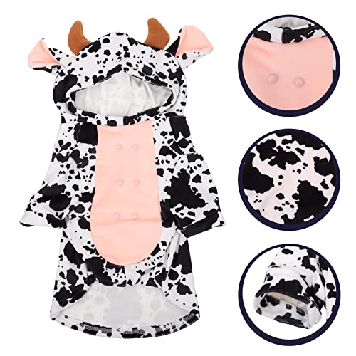 NUOBESTY Leche Cow Dog Disfraz Warm Dog Hoodie Cat Apparel Pet Party Outfits Pet Cosplay Suministros para Perros Tamaño de Gato S