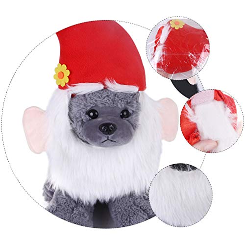 NUOBESTY Santa Perro Gato Disfraz Vacaciones Santa Sombrero con Barba Bigote Divertido Tocado Tocado Navidad Mascota Disfraz Accesorios Vestir Suministros Rojo