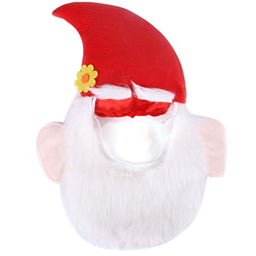 NUOBESTY Santa Perro Gato Disfraz Vacaciones Santa Sombrero con Barba Bigote Divertido Tocado Tocado Navidad Mascota Disfraz Accesorios Vestir Suministros Rojo