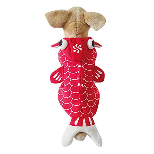 NXL Ropa para Mascotas Disfraz De Halloween 3D Traje De Perro En Forma De Pez De Colores Abrigo De Invierno Cálido con Capucha Pez Dorado Cosplay Ropa De Perro Y Gato Rojo,XS