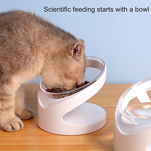 NZXVSE Cuenco de comida para gatos inclinado, cuencos elevados para gatos, cuenco alimentador de agua para mascotas para gatos o perros pequeños, protege la columna vertebral, prevención de reflujo