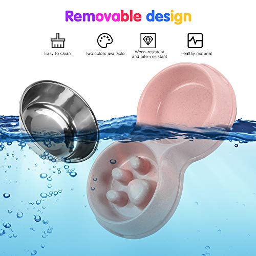 O-Kinee Comedero para Perro, Inoxidable Comedero para Gatos Perros, Dog Bowl Slow Eating, Comedero Gato, Alimentación Lenta, Antideslizante Alimentacion Plato Cuenco Doble, para Perros y Gatos Comida