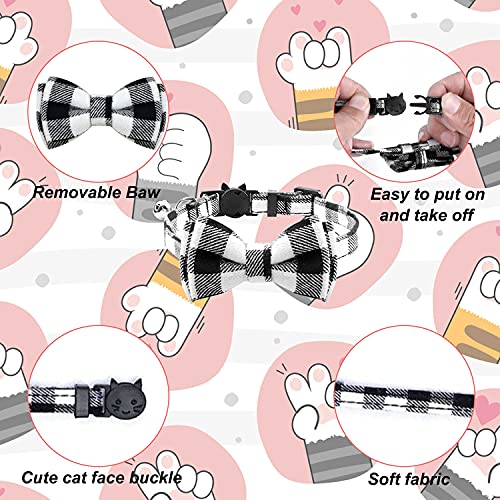 OBSGUMU Collares de Gato Separables con Campana (Juego de 4), con Linda Pajarita y Campana, Collares de Seguridad para Gatitos Collares de Hebilla Ajustables para Gato, Cachorro, Perro Pequeño