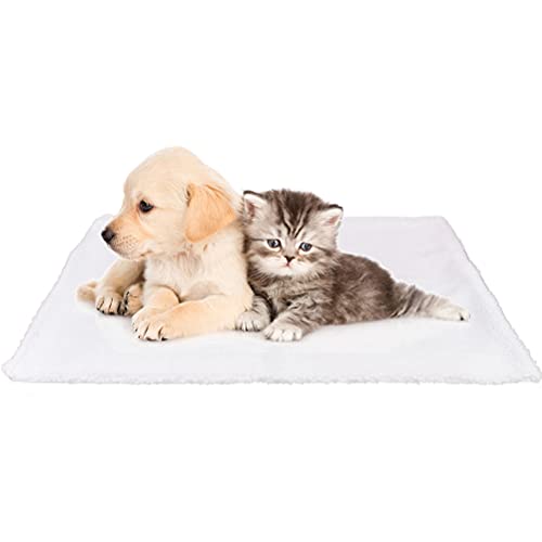 OFNMY Almohadilla de cojín - Manta para Mascotas autocalentable Suave y cómoda de Lana de Cordero para Gato, Perro, Gatito, Cachorro