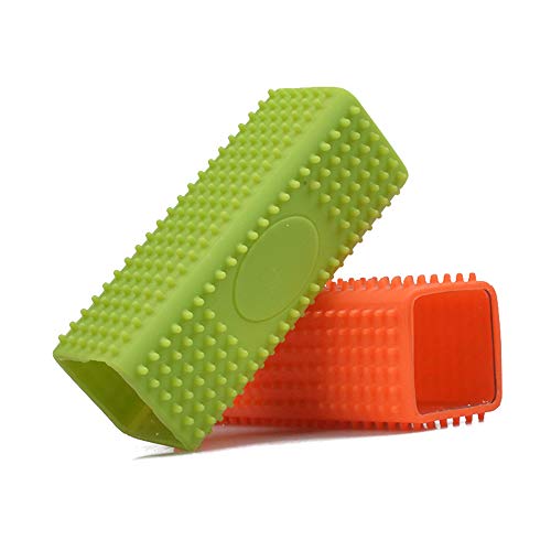 Ogquaton Cepillo para Mascotas Hueco Columna de Silicona Brocha pegajosa Rebabas Que quitan el Cepillo para Perros y Gatos Verde 1 Pieza
