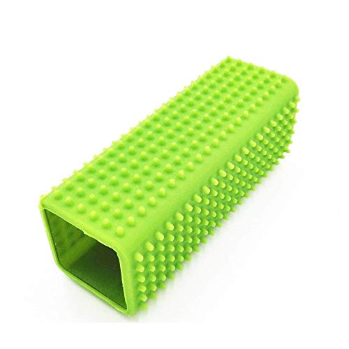 Ogquaton Cepillo para Mascotas Hueco Columna de Silicona Brocha pegajosa Rebabas Que quitan el Cepillo para Perros y Gatos Verde 1 Pieza