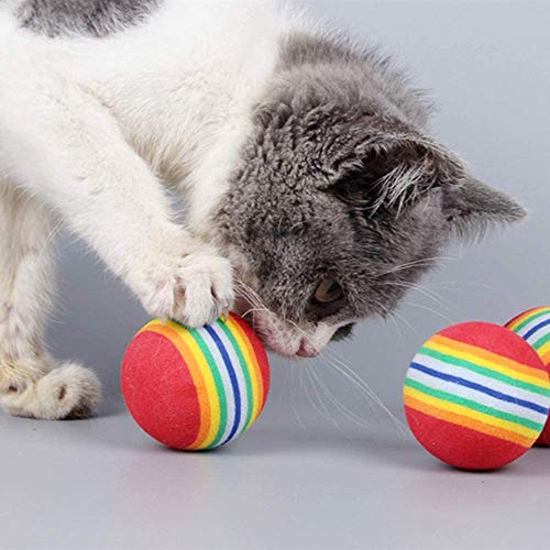 Olddreaming-- Pelota resistente a las mordeduras de color de Rinbow para gatos y perros, juguetes de mascotas, ejercicio al aire libre, pelotas de tenis de espuma suave para mascotas