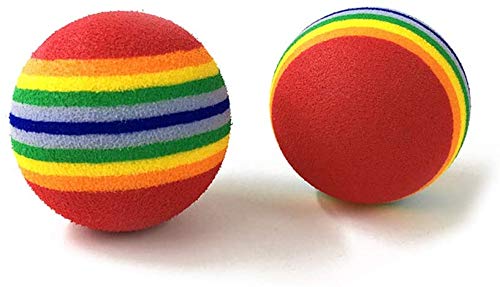 Olddreaming-- Pelota resistente a las mordeduras de color de Rinbow para gatos y perros, juguetes de mascotas, ejercicio al aire libre, pelotas de tenis de espuma suave para mascotas