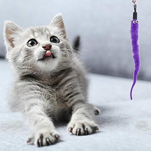 Olgaa - 24 piezas de repuesto para gusanos de gato, 6 colores, suministros para mascotas, juguetes divertidos para gatos y perros