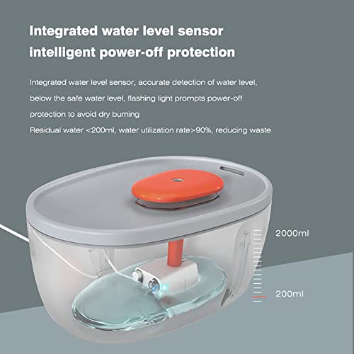 OmeHoin Fuente de agua para gatos, dispensador de agua para gatos de 64 oz/2 l con bomba inteligente Super Sound-Off e indicador LED, fuente para gatos y perros con 3 filtros de repuesto