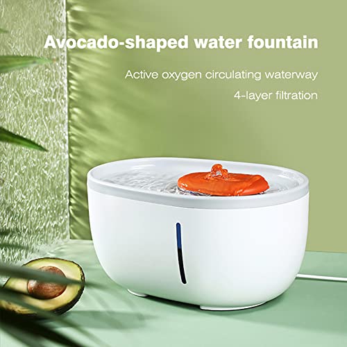 OmeHoin Fuente de agua para gatos, dispensador de agua para gatos de 64 oz/2 l con bomba inteligente Super Sound-Off e indicador LED, fuente para gatos y perros con 3 filtros de repuesto