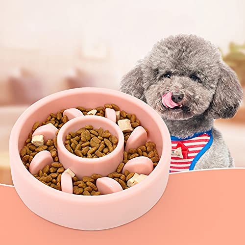 OMEM Comedero lento para perros y gatos, ralentiza la velocidad de comer y evitar comer en exceso, divertido diseño de laberinto interactivo (azul)