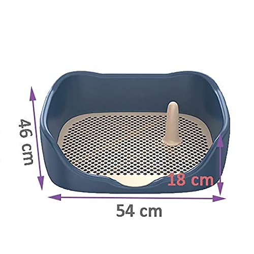 OMKMNOE Inodoros para Perros para Exteriores para Perros al Aire Libre para Perros Animal Pink Titular Potty Puppy Capacitación Bandeja con PIE Post Protector SIMULACIÓN Muro,Azul