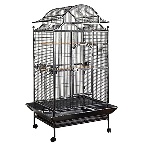 OMTONGXIN Jaulas para pájaros Caja de pájaros Grande para el hogar Cockatiel Black Cockatiel Cage con Cup DE ALIMENTACIÓN Caja DE Caza DE Caza Adecuada para Blacks of BIANDS Jaula de pájaros de Metal