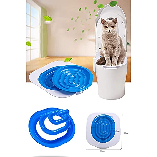 OMVOVSO Aseos De Aseo De Gatos Sistema De Entrenamiento, Kit De Entrenamiento Asiento De Inodoro para Gatos para Gatos Sistema De Entrenamiento De Gatos Catty WC Bood Cat Paño,Azul