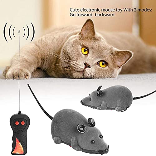 OMVOVSO Ratón De Juguete para Gatos, Ratón Memorial Caja Fuerte, Ratón Ratón, Perro Marrón con Control Remoto Cat Mouse De Juguete Fino Real, Piel Ratón Juguetes,Blanco
