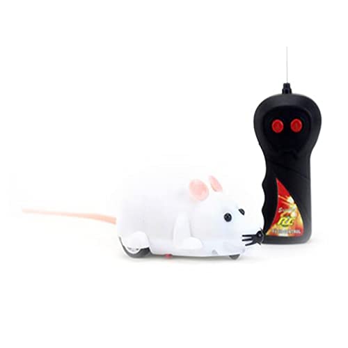 OMVOVSO Ratón De Juguete para Gatos, Ratón Memorial Caja Fuerte, Ratón Ratón, Perro Marrón con Control Remoto Cat Mouse De Juguete Fino Real, Piel Ratón Juguetes,Blanco