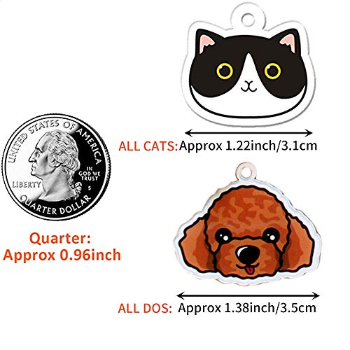 Oncpcare Etiquetas de identificación para gatos, 144 formas, ligeras etiquetas personalizadas para identificación de mascotas, placa con nombre de gatito con campana (paquete de 2)