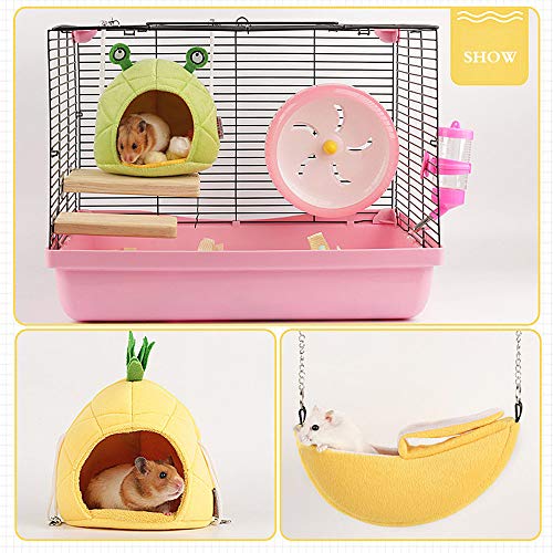 Oncpcare Paquete de 2 accesorios para jaula de azucarero, hamster cama, ratas, hámster casa juguetes para animales pequeños, azucarero, ardilla, hámster, rata jugando descansando